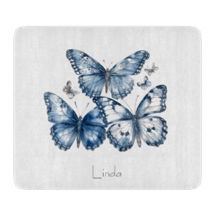 Butterflies in Delft Blue, customizable Cutting Board