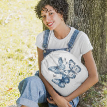 Butterflies in Delft Blue, customizable