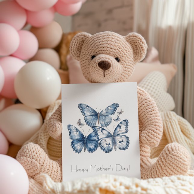 Butterflies in Delft Blue, customizable Postcard (Creator Uploaded)