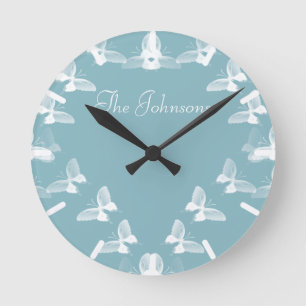 Butterflies in Flight Round Clock