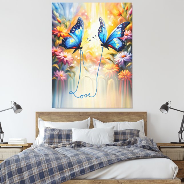 butterflies in love canvas print (Insitu(Bedroom))