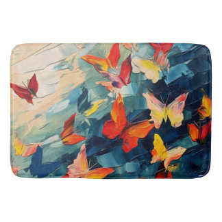 Butterflies in Motion – Expressive Abstract Flight Bath Mat