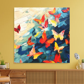 Butterflies in Motion – Expressive Abstract Flight Canvas Print
