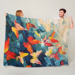 Butterflies in Motion – Expressive Abstract Flight Fleece Blanket