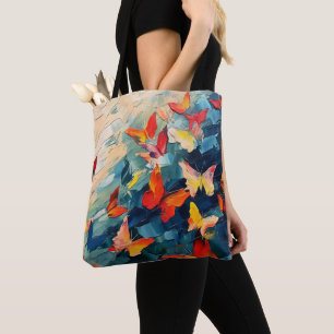 Butterflies in Motion – Expressive Abstract Flight Tote Bag