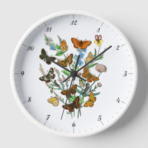 BUTTERFLIES IN NATURE LARGE CLOCK