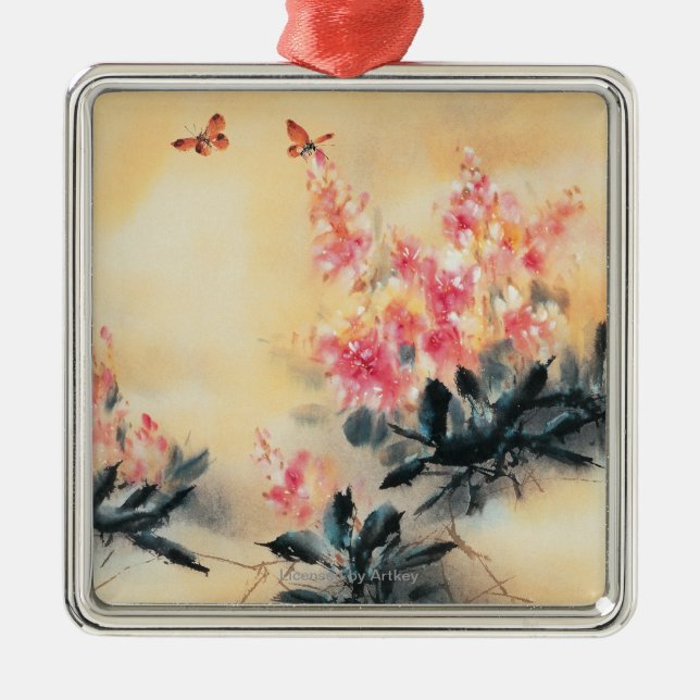 Butterflies in Spring Metal Ornament (Front)