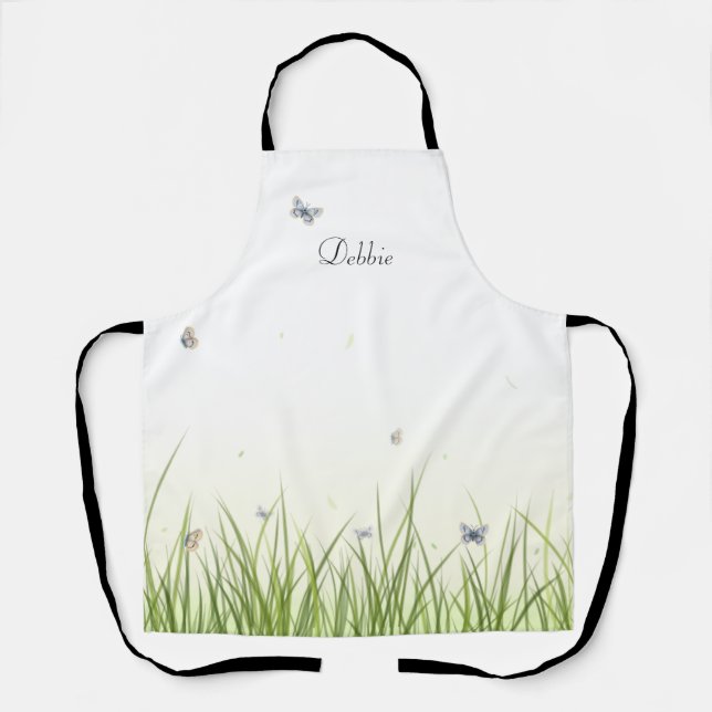 Butterflies in Sunshine Garden Scene Personalized Apron (Front)
