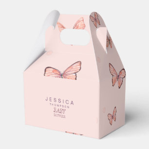 Butterflies in the Air Girl Baby Shower Pink Favor Box