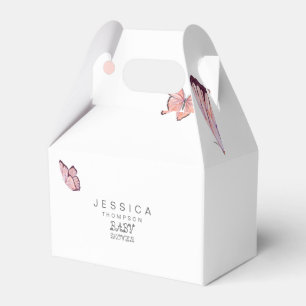 Butterflies in the Air Girl Baby Shower White Favor Box