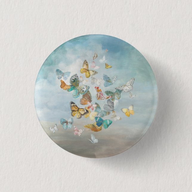 Butterflies in the Clouds 1 Inch Round Button (Front)
