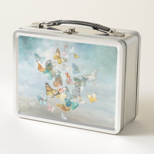 Butterflies in the Clouds Metal Lunch Box (Front)