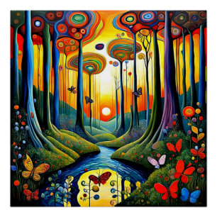 Butterflies in the forest poster