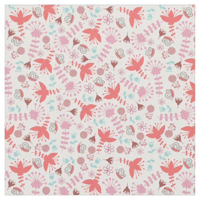 Butterflies in the Garden Pattern Fabric (Close Up)