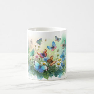 Butterflies in the Meadow REF261 - Watercolor by J Coffee Mug