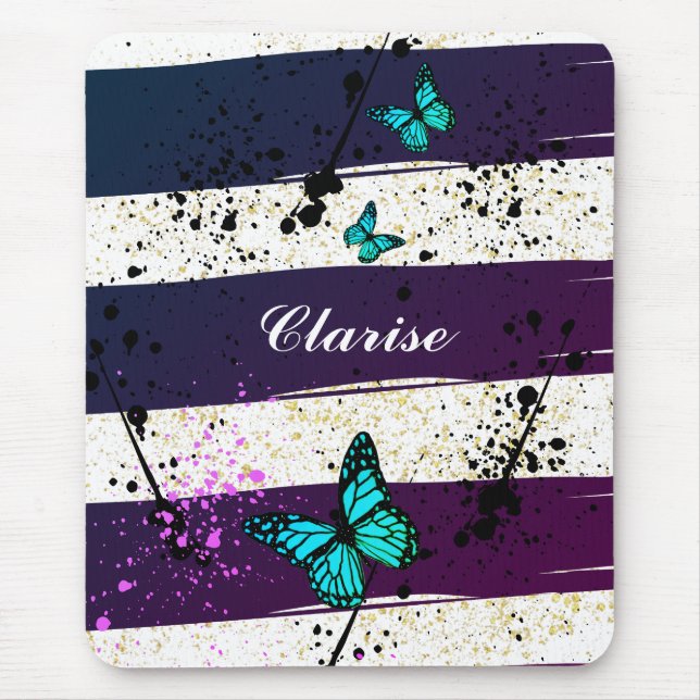 butterflies in the purple sky mouse pad (Front)