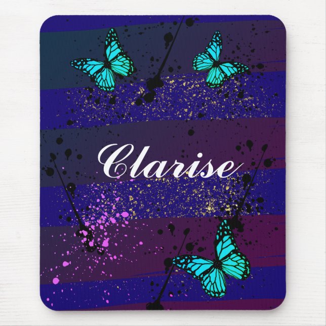butterflies in the purple sky mouse pad (Front)