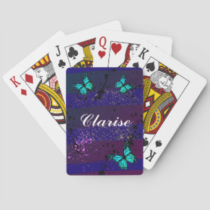 butterflies in the purple sky playing cards