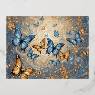 Butterflies in the Sky Foil Holiday Postcard