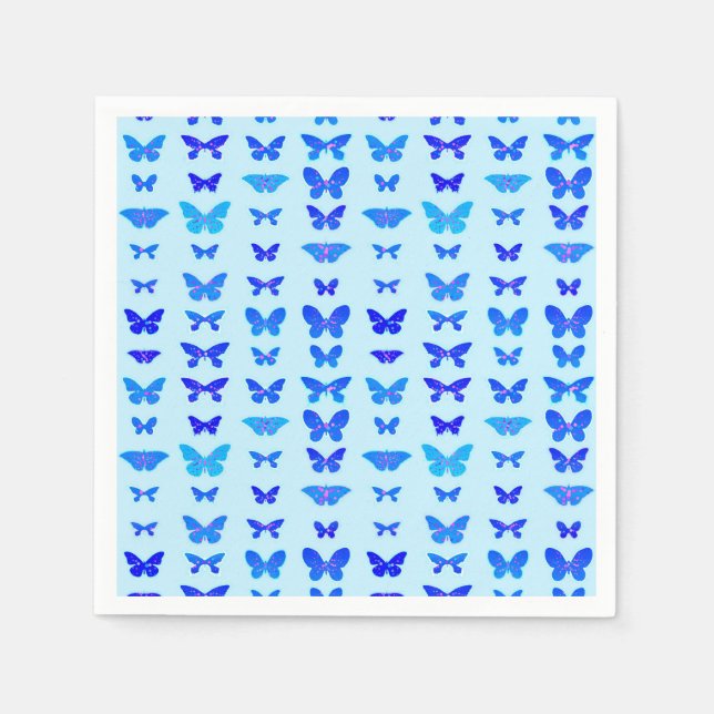 Butterflies, indigo, sky blue background napkin (Front)