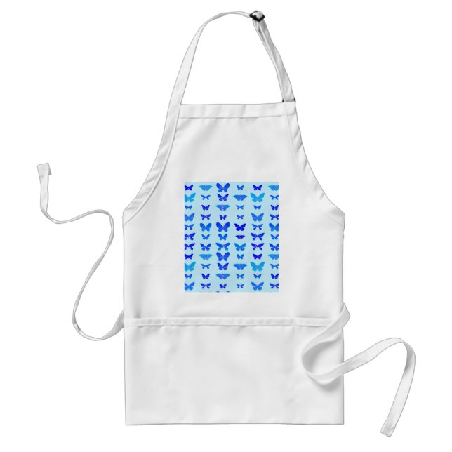 Butterflies, indigo, sky blue background standard apron (Front)