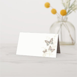 Butterflies inked hand art brown wedding guest  place card
