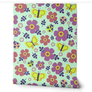 Butterflies, Ladybugs, Flowers, and Leaves Wallpaper