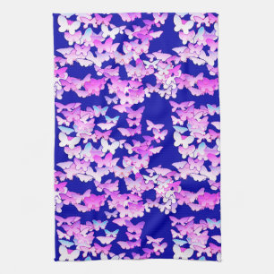 Butterflies, lavender and dark blue kitchen towel