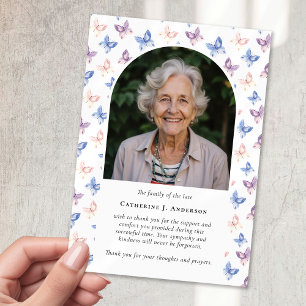 Butterflies Lilac Blue Sympathy Photo Funeral Thank You Card