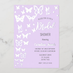 Butterflies Lilac Purple Silver Foil Bridal Shower