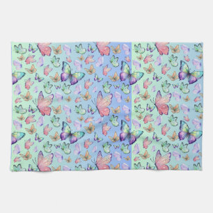 Butterflies Linear Gradient Background Pattern Kitchen Towel