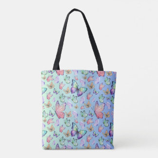 Butterflies Linear Gradient Background Pattern Tote Bag
