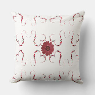 Butterflies Linked Hearts Red Flower, Pink, Black Throw Pillow