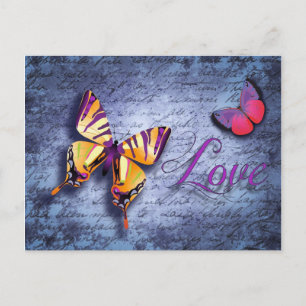 Butterflies love blue postcard