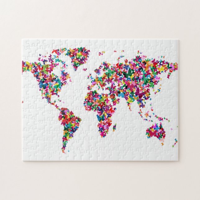Butterflies Map of the World Jigsaw Puzzle (Horizontal)