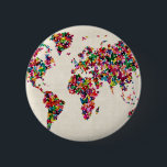 Butterflies Map of the World Map 2 Inch Round Button<br><div class="desc">A map of the world made up from colorful butterfly silhouettes on a vintage style background</div>