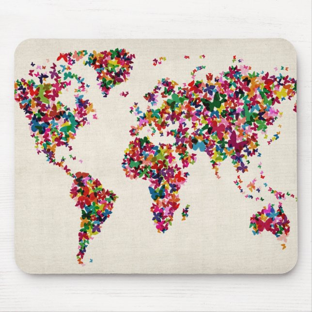 Butterflies Map of the World Map Mouse Pad (Front)