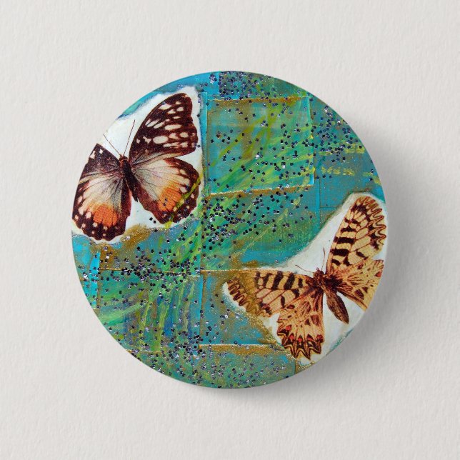 Butterflies Mixed Media Collage 2 Inch Round Button (Front)