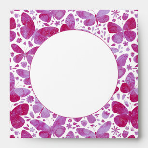 Butterflies Modern Watercolor Magenta Pink Envelope
