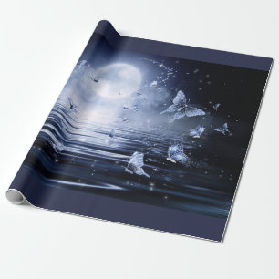Butterflies Moon Flight Wrapping Paper