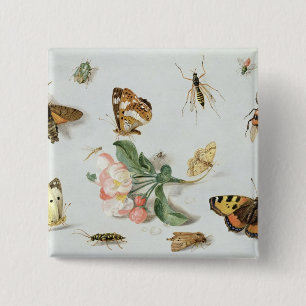 Butterflies, moths and other insects 2 inch square button