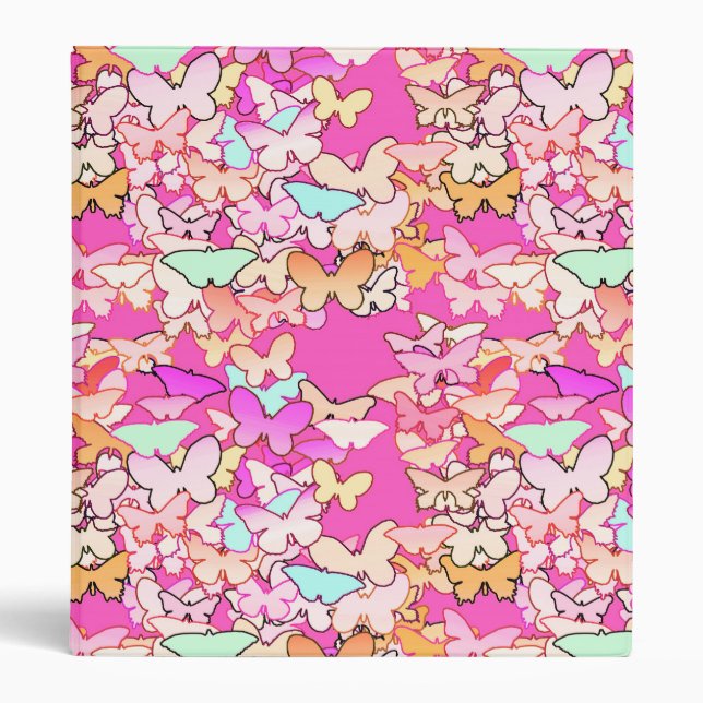 Butterflies, multi and deep pink binder (Front)