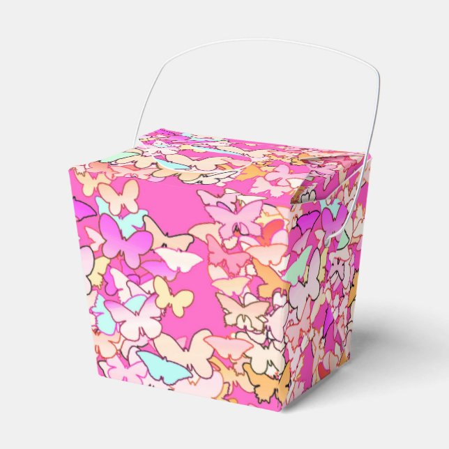 Butterflies, multi and deep pink favor box (Front Side)