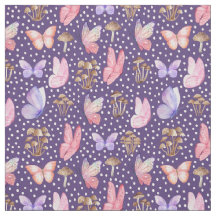 Butterflies & Mushrooms on Dark Purple