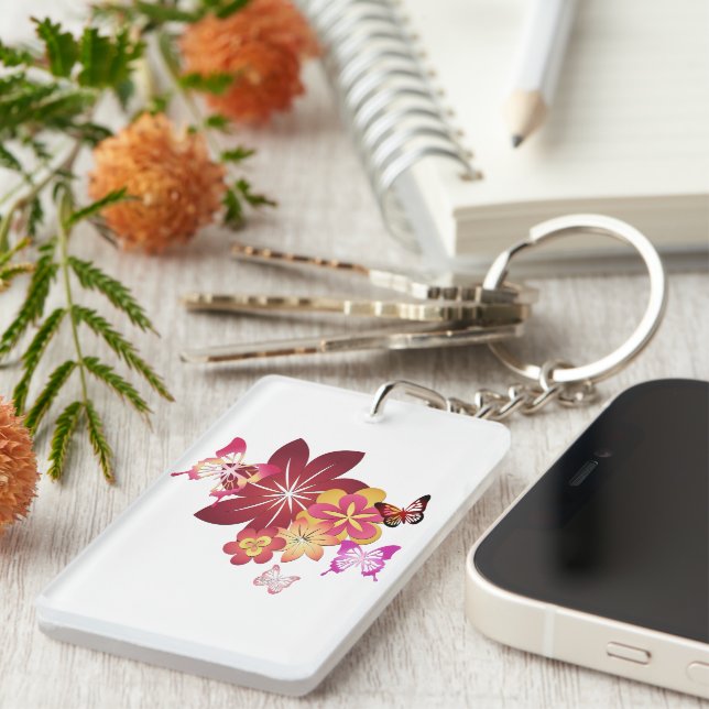 Butterflies n Flowers Keychain (Front Right)