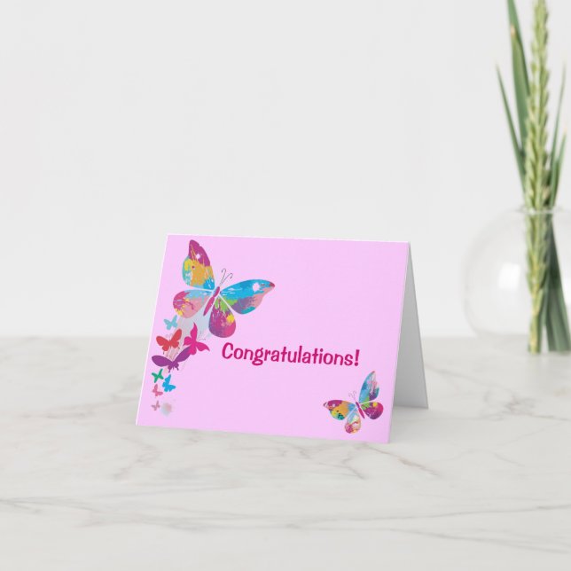 Butterflies New Baby Girl Card (Front)