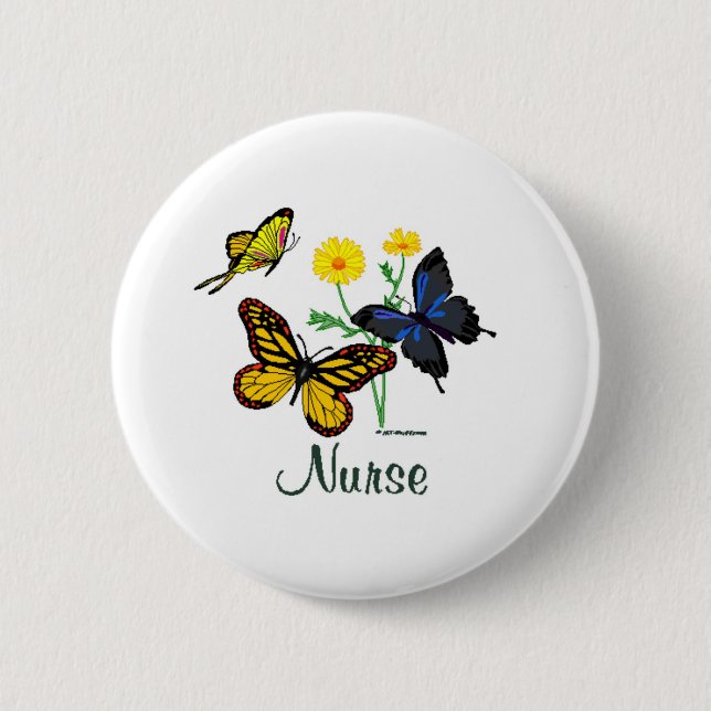 Butterflies Nurse 2 Inch Round Button (Front)