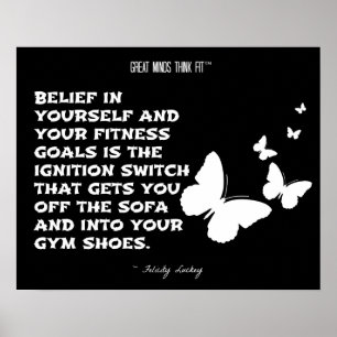 Butterflies of Fitness Motivation: Black White 009 Poster