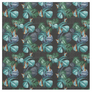 Butterflies of Paradise Tropical Splash in Blues, Fabric