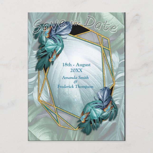 Butterflies of Paradise/Tropical Turquoise Splash Announcement Postcard (Front)